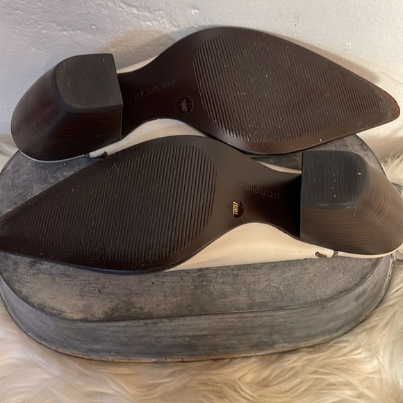 #1171 BCBGirls Off White and Brown Mules w/ Stitched Leather Design-7 - Picture 12 of 12